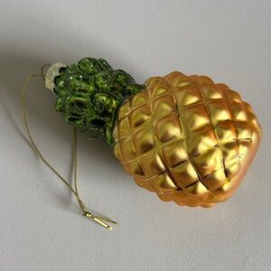 Gold and Green Pineapple Glass Ornament